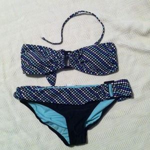Exhilaration bandeau removable strap bikini Sz M