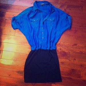 Express dress cobalt blue and black mini dress