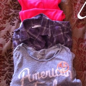 Bundle pink Capri set and two shirts