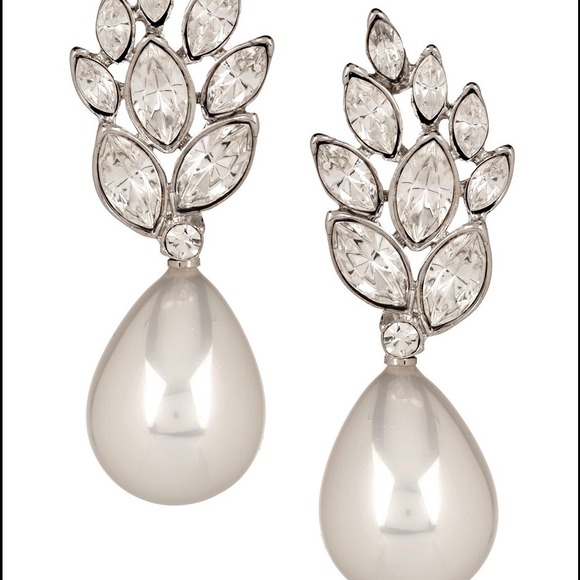 Kenneth lane crystal & faux pearl drop earrings