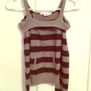 Black and white striped open shoulder sweater