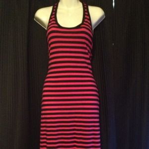 Pink striped maxi dress