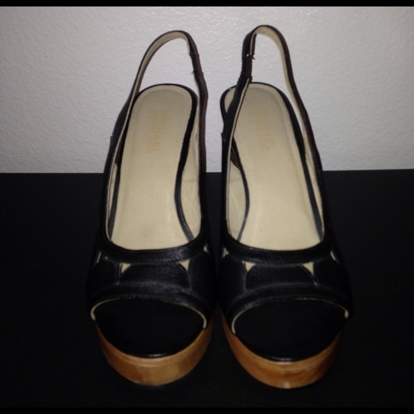 Michael Kors Black Leather Wedges