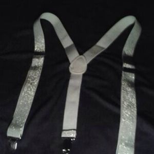 Silver glitter clip on suspenders
