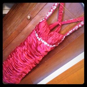 Red, to the knee dress.