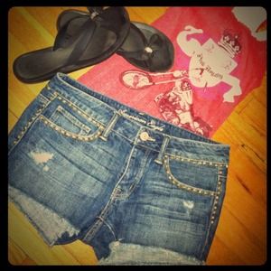 Studded Denim Shorts