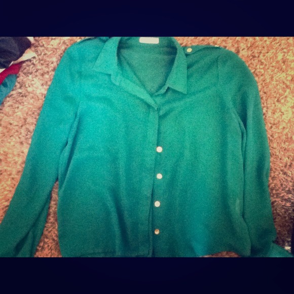 teal gold button down shirt