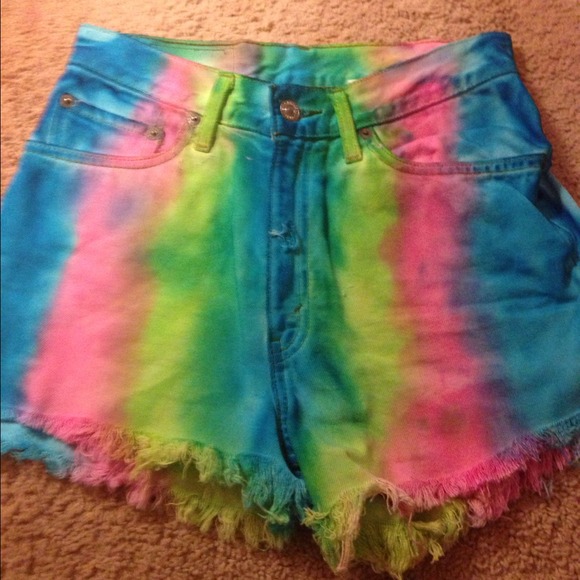 Rainbow high waisted shorts