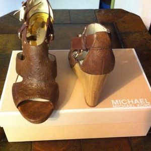Michael Kors Mocha Leather Wedges