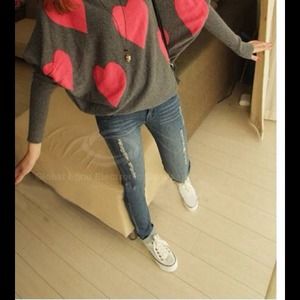 💢SOLD💢 Heart Printed Dolman Sleeve Sweater