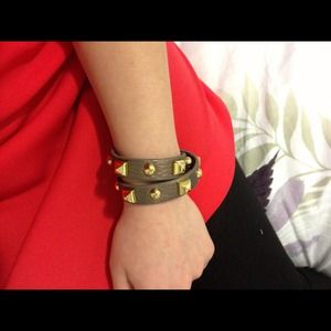 Leather with gold bangle