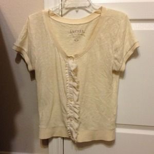 Off white short sleeve ruffle cardigan