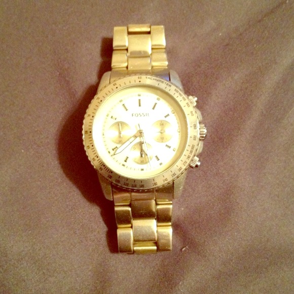 Gold chronograph fossil watch