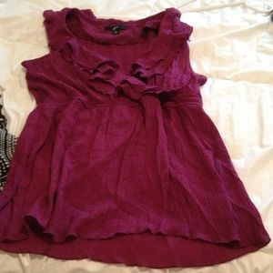 RESERVED. Burgundy ruffled top