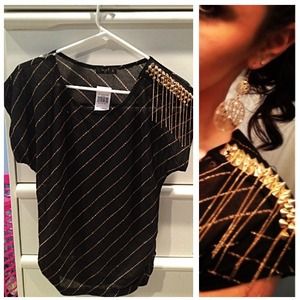 Black and Gold spoke & chain sleeve top
