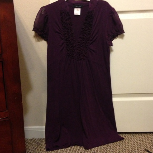 Purple ruffle dress with chiffon sleeves