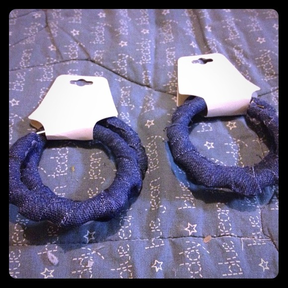 Denim wrap bamboo earrings