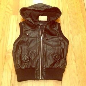 Black Faux Leather Vest