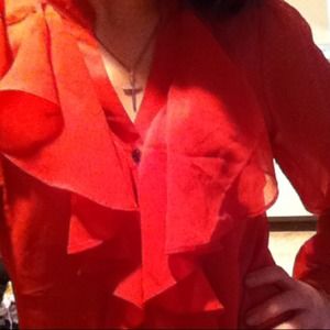 💟Reserved💟Pink/coral button up shirt