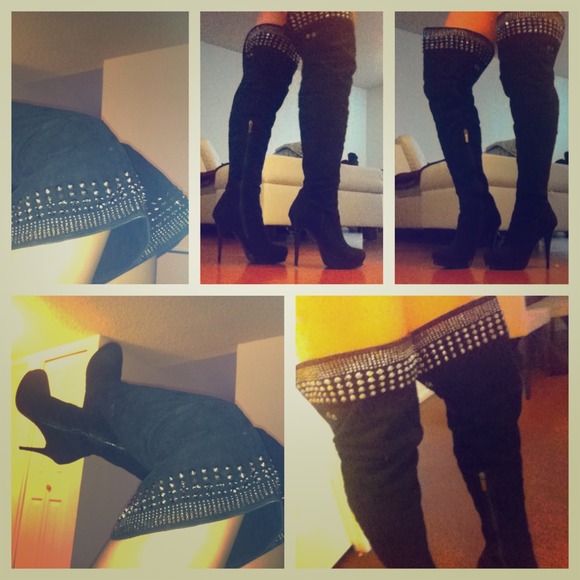 Black Suede Knee High Boots