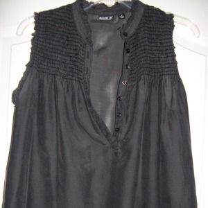 Black silk cotton buttons down front