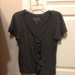 Gray ruffle short sleeve cardigan
