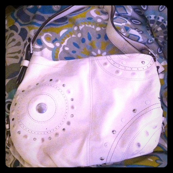 Coach white stud bag