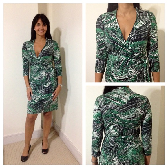 SOLD HOME PARTY ANN TAYLOR Print Dress w Faux Wrap