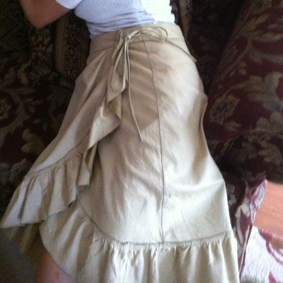 Prada leather 40/4-6 skirt ivory genuine leather - Picture 2 of 4