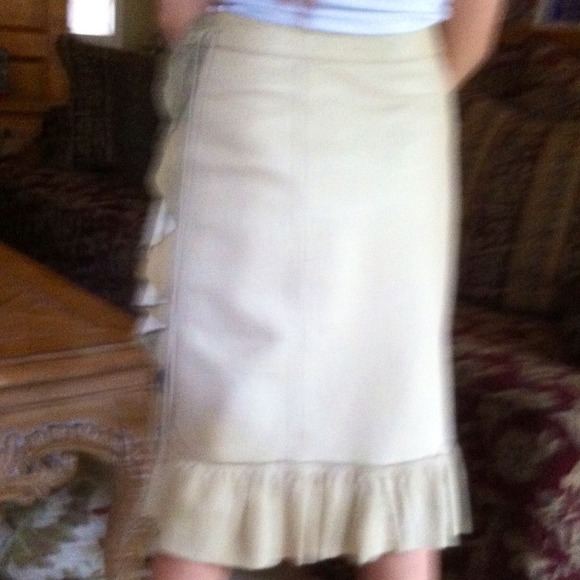 Prada leather 40/4-6 skirt ivory genuine leather - Picture 4 of 4