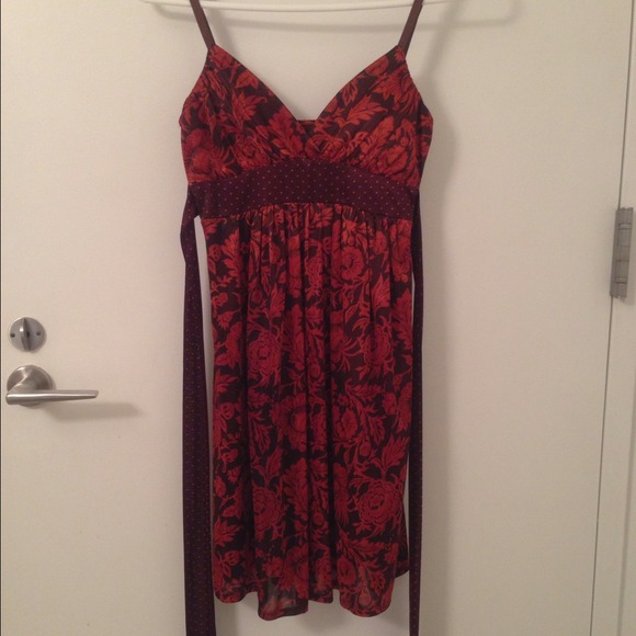 Brown and orange silky dress