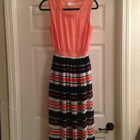 Striped Open Back Maxi Dress