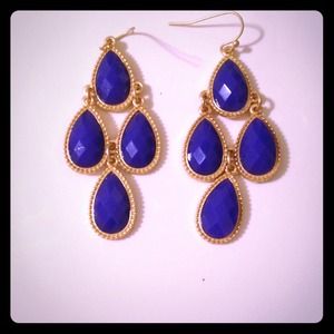 gold and cobalt blue earrings