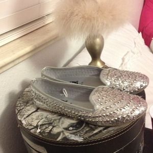 Silver studded flats