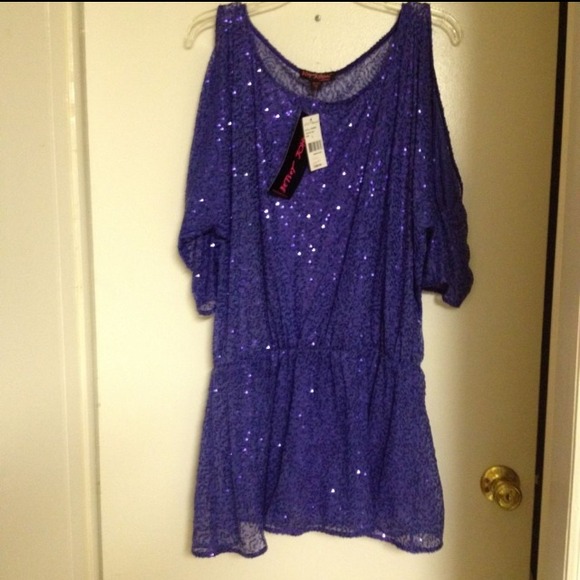Purple Betsey Johnson sequence shirt dress size L