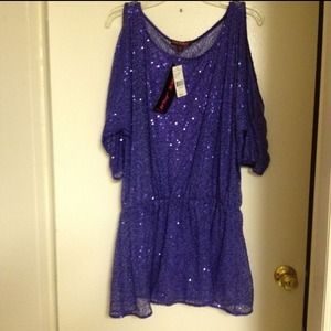 Purple Betsey Johnson sequence shirt dress size L