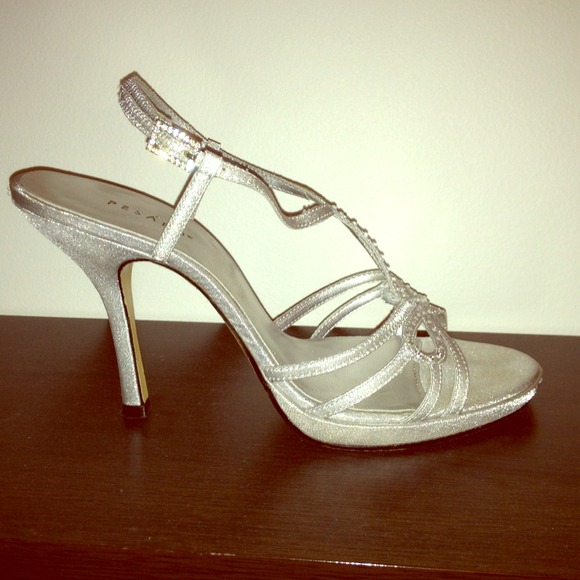Silver rhinestone formal heels