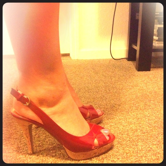 Bright red patent sandals
