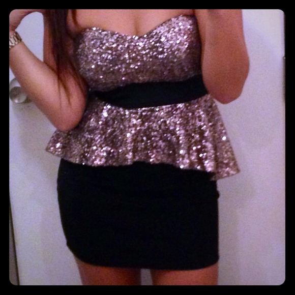 Sequin peplum dress