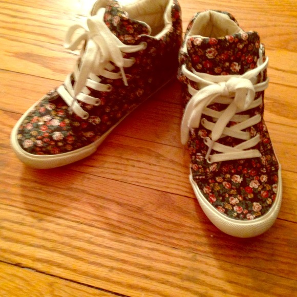 Floral black high top sneakers