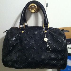 Louis Vuitton black leather speedy