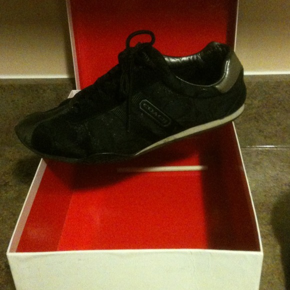 Black / Gun color coach tennis shoes