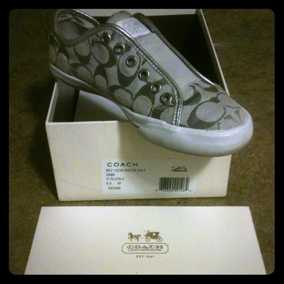 Silver / silver coach tennis shoes
