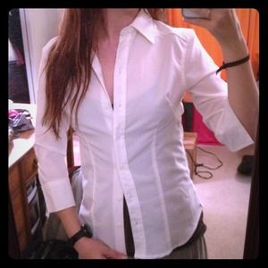 White 3/4 button up shirt