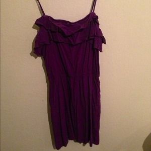 Short summer dress. Purple with ruffles. Medium