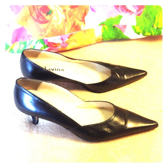 Italian black Leather low heels