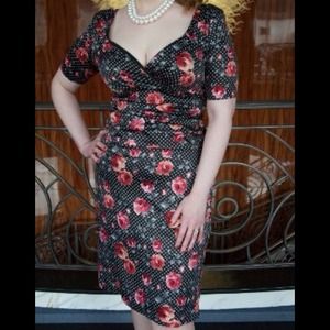 Retro rose print dress