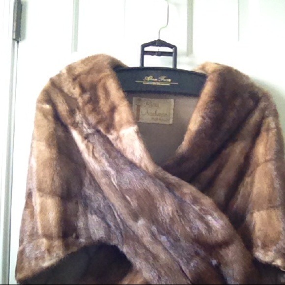 VINTAGE MINK FUR STOLE BOLERO WRAP with pockets