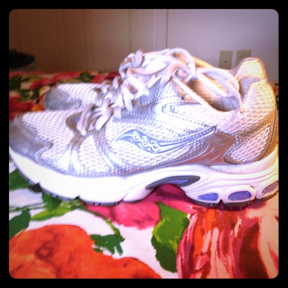 Lilac, silver and white gym shoes