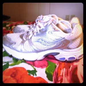 Lilac, silver and white gym shoes